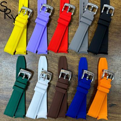 China Silicone diving diver good quality curve end 18 20 21 22 24mm rubber silicone watch band watch strap for sale