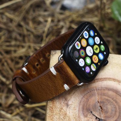 China Leather Vintage Sport luxury Replacement Leather watch Strap For Apple Watch Band,Men Women's Genuine Leather Watch Band for sale