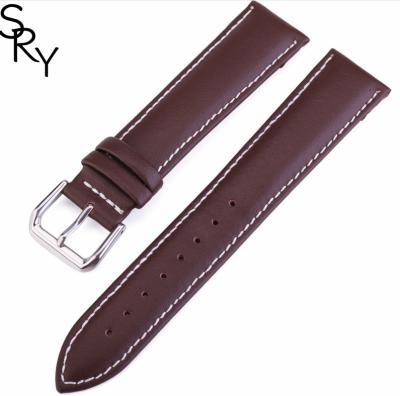 China Leather with pin buckle OEM Stock 10mm to 24mm Genuine Cow Leather Watch Strap for sale