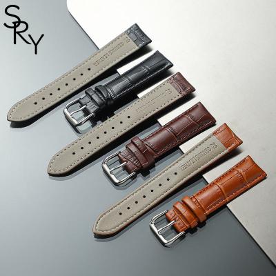 China Leather Genuine Leather Band Watch Strap calfskin leather crocodile pattern 12mm 14mm 16mm 18mm 19mm 20mm 21mm 22mm 24mm for sale