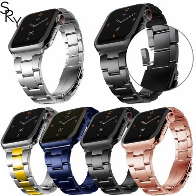 China Easy Installation Custom Slim Smart Watch Strap Stainless Steel Watch Bands for iwatch Series 7 41mm 45mm Apple Watch Band for sale