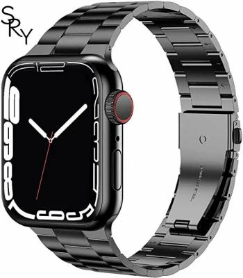 China Stainless steel SRY 3 Bead Stainless Steel Wristband Strap Metal Watch Band for Apple Watch Series 8 7 6 5 4 3 2 1 SE Band 49 45 44 42 41mm for sale