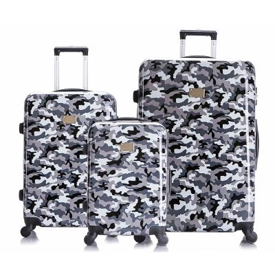 China Daily / Business Custom 3PCS Luggage Set Camouflage Wheeled ABS Printed Hard Shell Luggage for sale