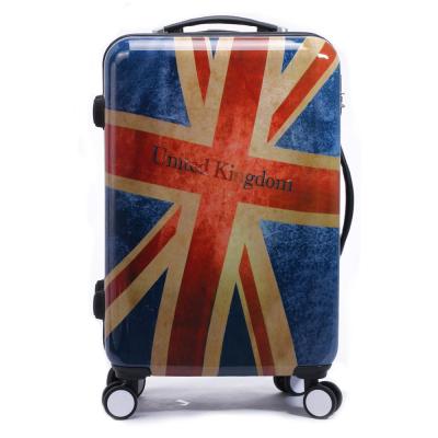 China Long Distance Travel Printing PC Trolley Luggage Set , Hard Suitcase With UK Flag for sale