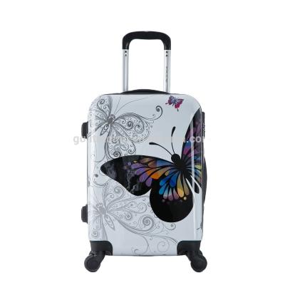 China Hard Shell Trolley Luggage ABS PC butterfly printing trolley case,suitcase,cabin size trolley case,hot sale luggage for sale