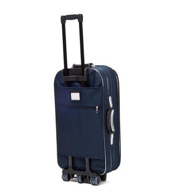 China Cheap Long Distance Travel Outside 3pcs Polyester Travel Trolley Luggage Bag Set With Silver Piping for sale