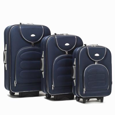 China 3pcs Polyester Nylon Cheap Travel Trolley Luggage Bag Set With Silver Piping for sale