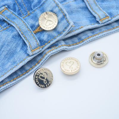 China Custom Brass Round Washable Jean Button Denim Brand Metal Logo Botones Para Jeans Buttons for sale