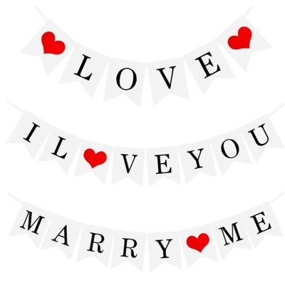 China Paper Marry Me Banner Paper Banner I LOVE YOU For Valentine's Day Wedding Party Supplies for sale