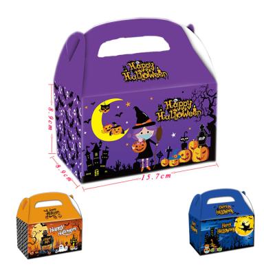 China Halloween Party Paper Gift Bags Pumpkin Candy Box Halloween Gift Bag For Kids for sale