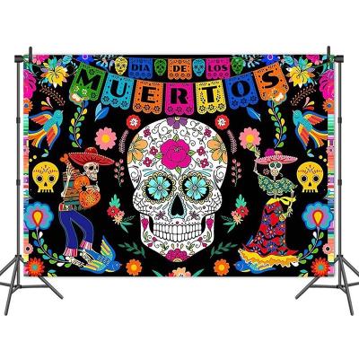 China Waterproof Dia DE Los Muertos Vinyl Sugar Skull Mexican backdrops Day of the Dead photography backdrop theme fiesta for sale