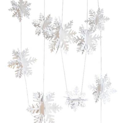 China White Snowflake 3D Snowflake Banner Waterproof Wall Hanging Decorations For Christmas Party Frozen Decoration for sale