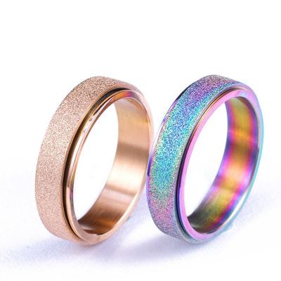 China Fashion Design New Sandblasted Best Selling CLASSIC Stirrer Spinner Titanium Steel Ring for sale