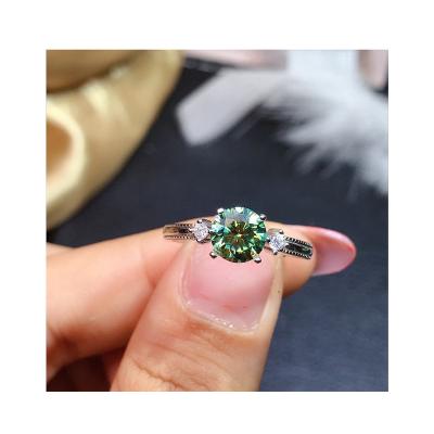 China Affordable Shiny diamond New Dainty Wedding Ring With Shiny Cubic Zircon green Moissanite diamond 4 claw For Women Engagement open ring for sale