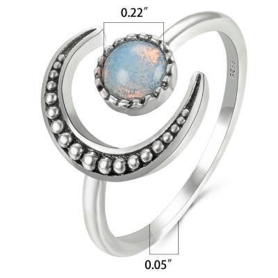 China Wholesale New Design Labradorite Edge Natural Crystal Moonstone Ring CLASSIC Hot Selling Open Ring for sale