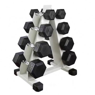 China Triangular Safety Design 4 Pair Steel Dumbbell Rack 6 A Frame Dumbbell Rack for sale