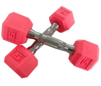 China Competitive Price Rubber Covered 5-50lb 20kg Red Dumbbell Weights Set Color Hex Dumbbell for sale