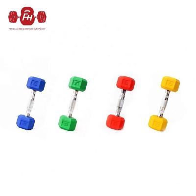 China Custom Made Man Fitness Dumbbell Weightlifting Equipment Gym PVC Black Rubber Hex Dumbbell Sets In Kg Or Pound for sale