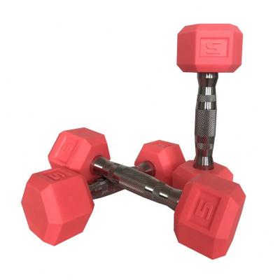 China Universal Rubber Coated Solid Steel Cast Hex Weight Dumbbells For Muscle Toning, Home Gym for sale