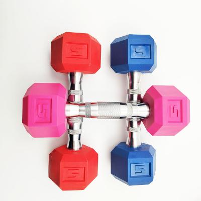 China Fitness Overall Running Gym Equipment Color Hexagon PVC Dumbbell High Quality Set for sale