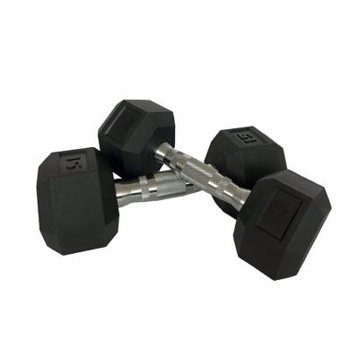 China Dumbbell Weightlifting Equipment Rubber Covered Dumbbell Set For Home Gym 5-50LB 2-25KG for sale