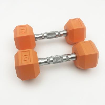 China Good quality 10kg dumbbell competitive price gym equipment color hex rubber covered dumbbell for sale for sale