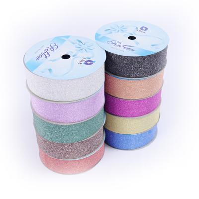 China Wholesale Holographic Cpp 1.6Cmx10M Colorful Glitter Gift Ribbon For Packaging for sale