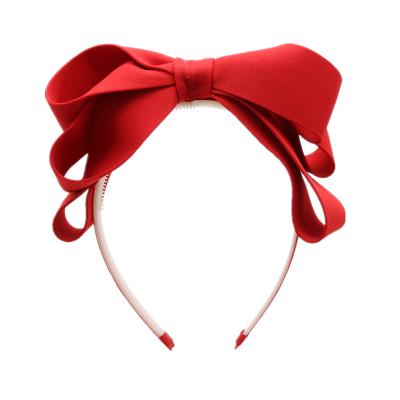 China Girls fashion headbands 2021 new spring and summer scuba plastic headband big bow plastic headband with teeth for kids teens 4-12years old for sale