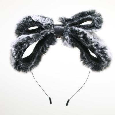 China Fashion Comfortable Soft Big Bow Girls Faux Fur Headband Elegant Girls Hair Accessories for sale