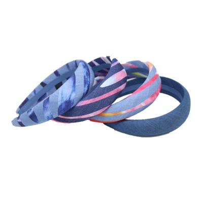 China Plain Padded Headband 2021 New Spring Customized Cool DENIM Girls And Women Hair Accessories for sale