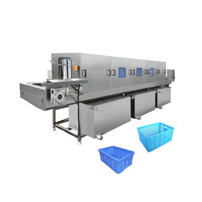 China Hot Selling Durable Plastic Basket Washing Machine High Performance Vegetable Processing Plant Turnover Crate Tray Seal Machine for sale