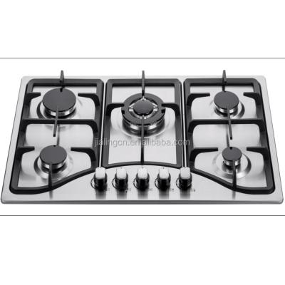 China Hotel Cheap Price Stainless Steel Panel Built In Gas Hob 5 Burner for sale