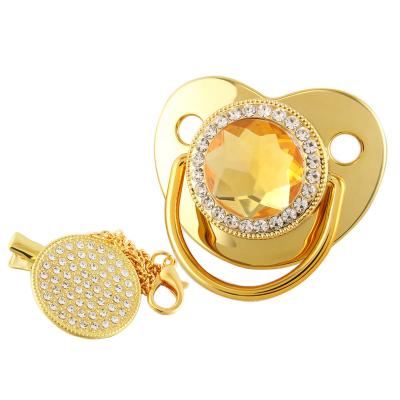 China BPA Free Luxury Diamond Bling Pacifier With Baby Fruit Chain Pacifier for sale