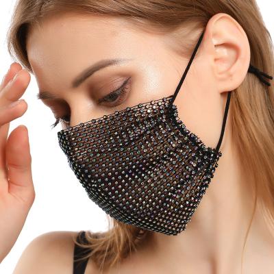 China Other Diamond Designer Face Mask Washable Custom Reusable Soft Cotton 3 Layer Fashion Party Mask Wholesale for sale