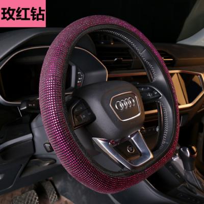 China Bling Bling Crystal Bling Car Accessories Decoration Set Seat Belt Shiny Crystal Handbrake Car Safety Diamond Rhinestone Steering Wheel Cover for sale