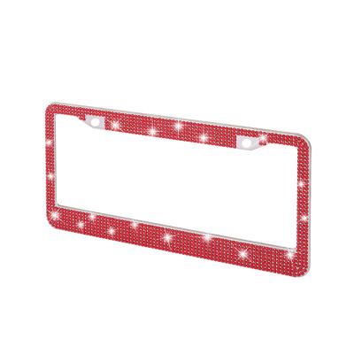 China Luxury Type Reflective Diamond Cut Rhinestone Car License Plate Cute Shining Crystal Frame for sale