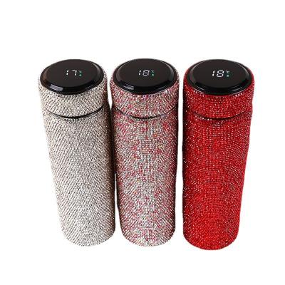 China Luxury Automotive Leak Proof 17oz 500ml Wall Mounted Bling Stainless Steel Faux Stone Insulated Double Tumbler With Lid for sale