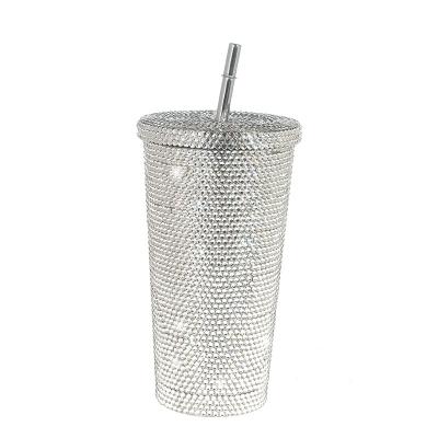 China OEM Bling Stainless Steel PORTABLE Water Bottles Diamond Full Rhinestone Coffee Cups for Christmas Bling Water Cups for sale