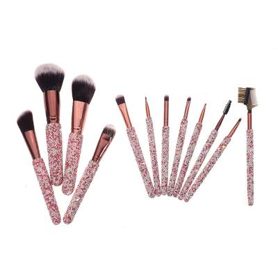 China Angular Blush Custom Bling Crystal Makeup Brush Diamond Makeup Brush Set for sale