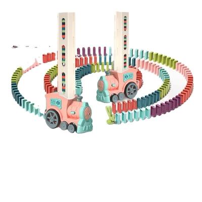 China Tik Tok New Internet Celebrity Fun Automatic Electric Domino Train Kids Education Toys Dominoes L-001 for sale