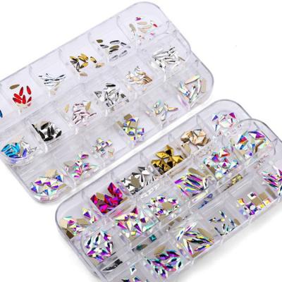 China Widly Multi Shapes AB Glass Crystal Rhinestones Mix 12 Style FlatBack Crystals Nail Charms 3D Decorations For Nail Art Craft for sale