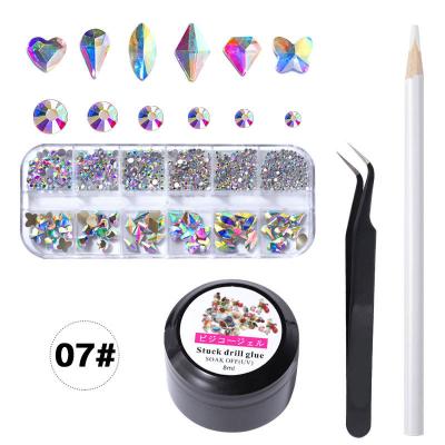 China Wholesale Running Nail Art Jewelry Crystal Flat Rhinestones Widly Nail Rhinestones Kit With Tweezers Kit for sale