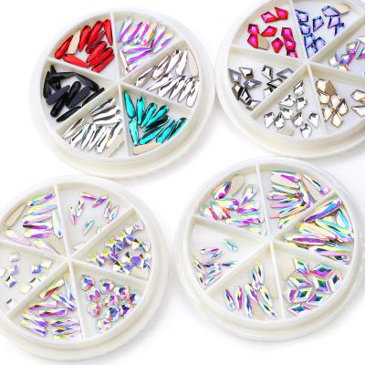 China Widly wholesale OEM ODM 60pcs/wheel 12 colors 3d nail art decorations teardrop crystal glass faux stone for nail art charms for sale