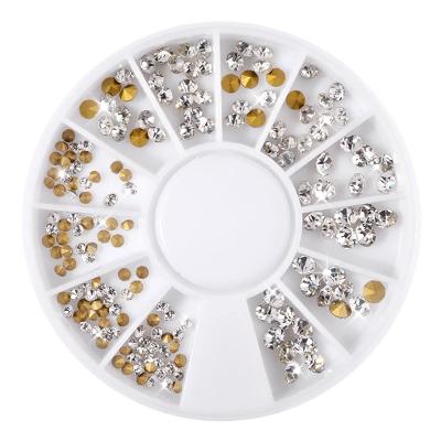 China Widly Crystal Studs Beads 3D Pointback Nail Art Decorations Nail Accessories White Rhinestone Pointback Stone in Wheel for sale