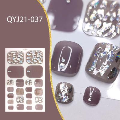 China SDIY 22tips/sheet Toe Nail Stickers Waterproof Full Salon Manicure DIY Cover Foot Decals Toe Nail Wraps Adhesive Stickers for sale