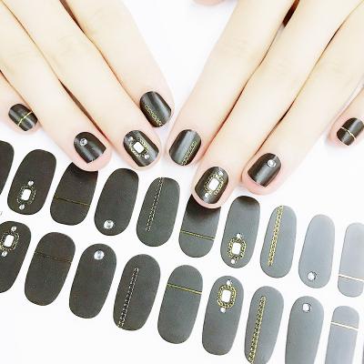 China Girls Beauty Full Cover 22pcs Stylish Nail Stickers Adhesive Nail Korean New Wraps Nail Art Stickers for sale