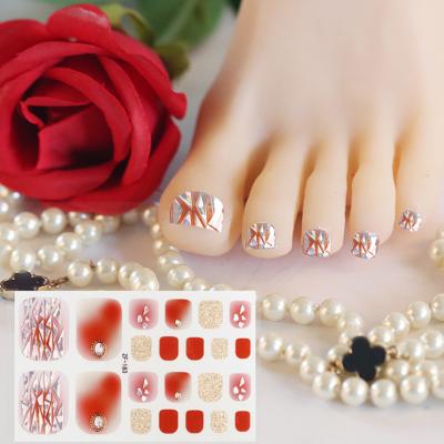 China Widly Summer 3D Style New Bronzing Cute Pink Bling Rhinestone Crystal Rhinestone Girl Toe Nails Fake Diamond Toe Nail Wraps for sale