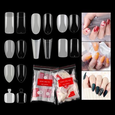 China 18 Models Transparent Natural Material Cheap High Quality French Acrylic Nail Tips Show Half Pointed Fake Nails Supplier for sale