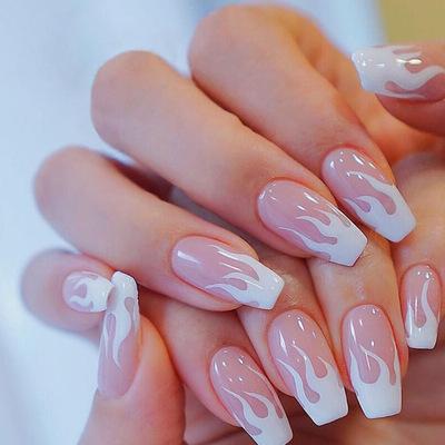 China New Arrivals Collections 24Pcs/Set Fashion Full Cover Snake Fire Flame French Fake Nails Press On False Nails Nails for sale