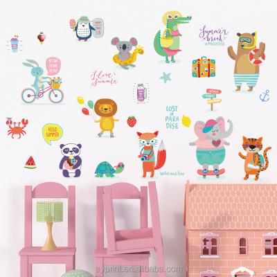 China WALL STICKER SK7151 Cute Cartoon Animal for Kids Education Wall Stickers Decor Living Room Vinyl Wall Decal Classroom Home Decorations for sale